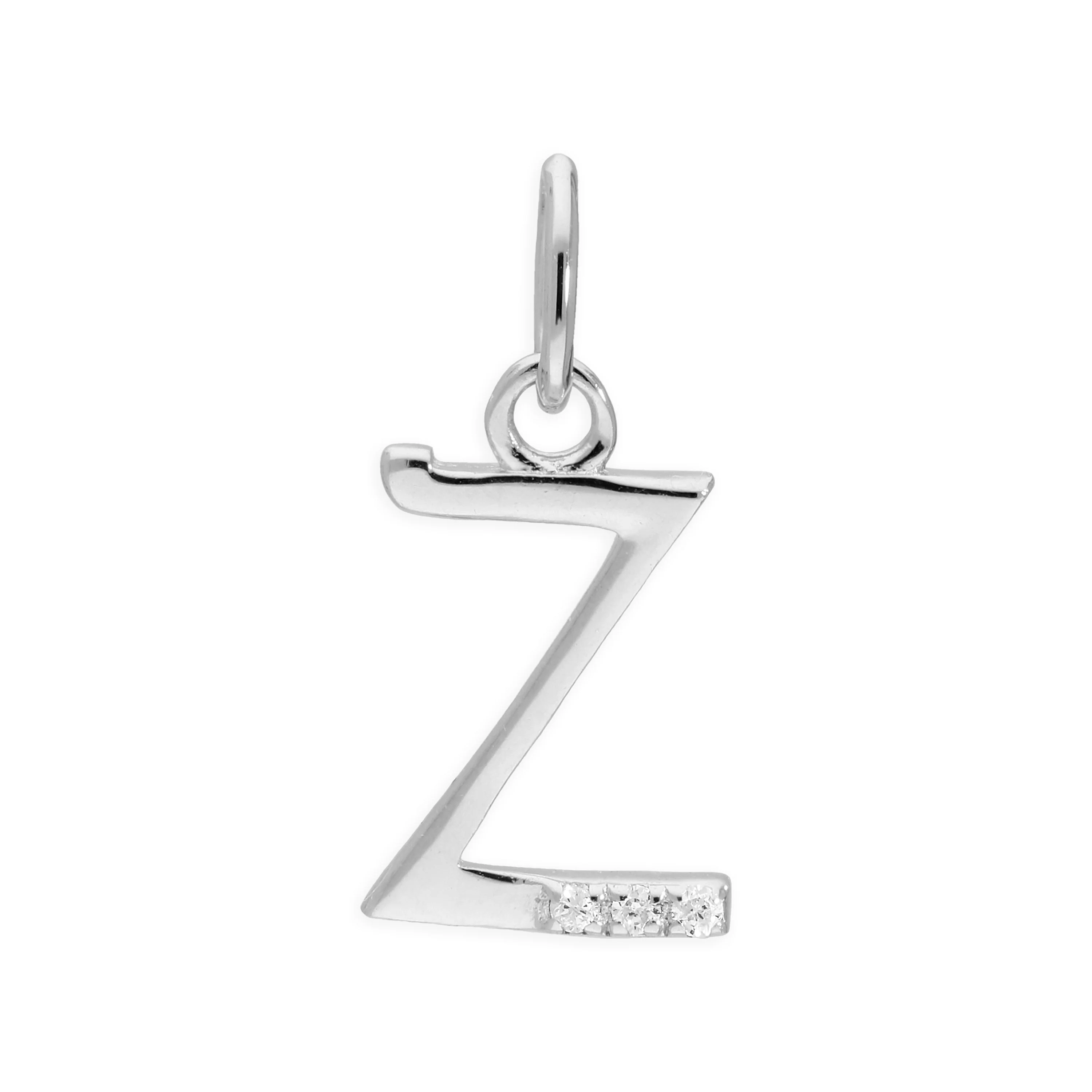 Sterling Silver & Triple 1.2pt Diamond Alphabet Letter Pendant A - Z - Image 24