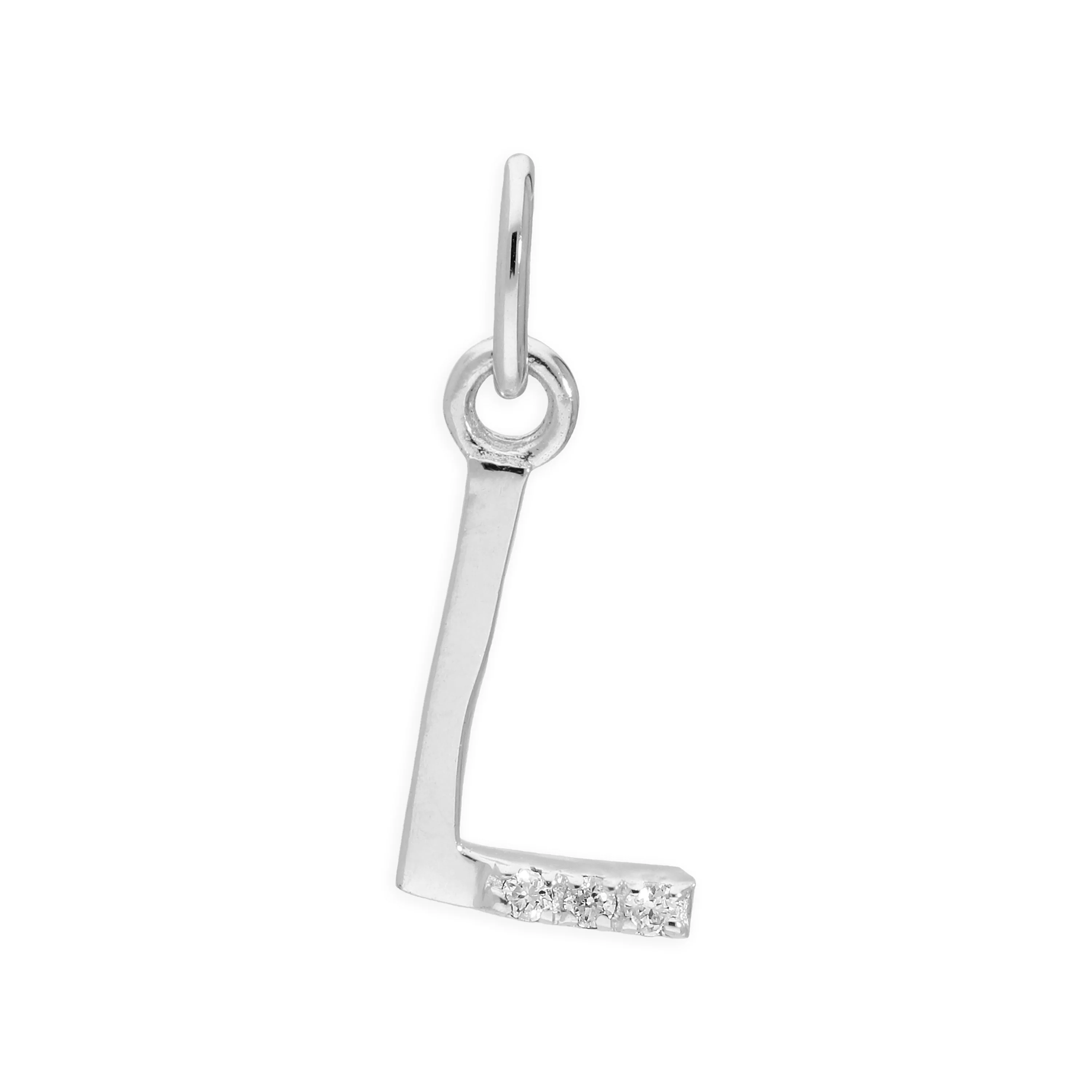 Sterling Silver & Triple 1.2pt Diamond Alphabet Letter Pendant A - Z - Image 25