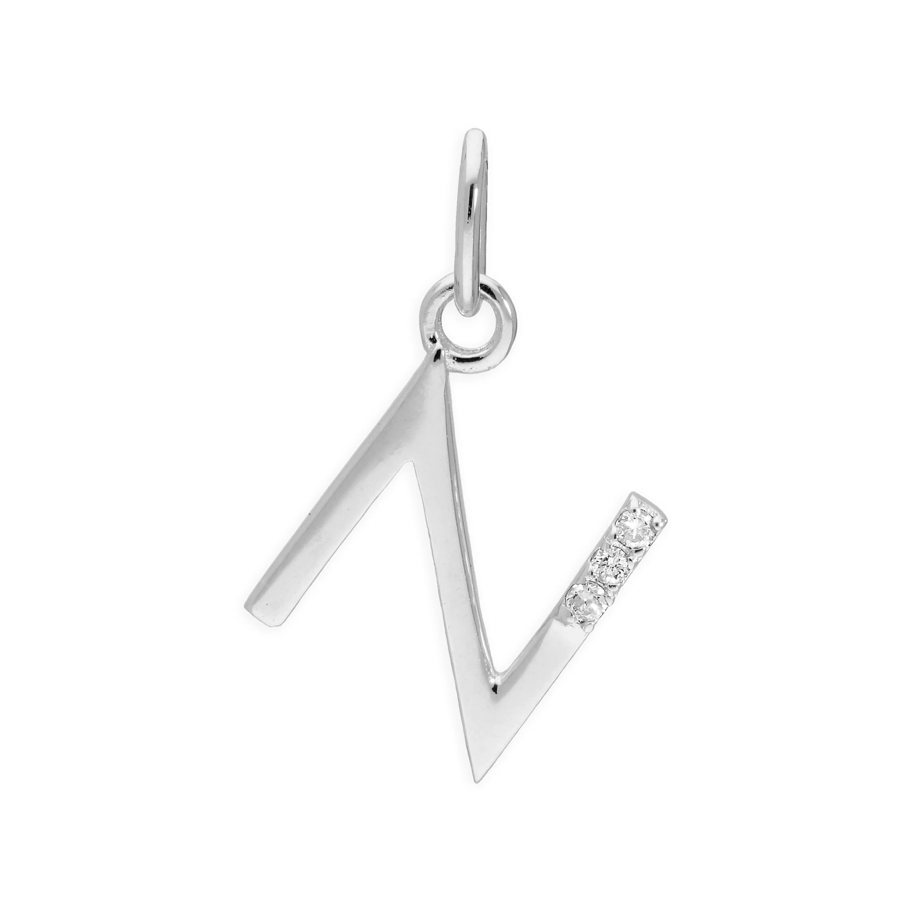 Sterling Silver & Triple 1.2pt Diamond Alphabet Letter Pendant A - Z - Image 28