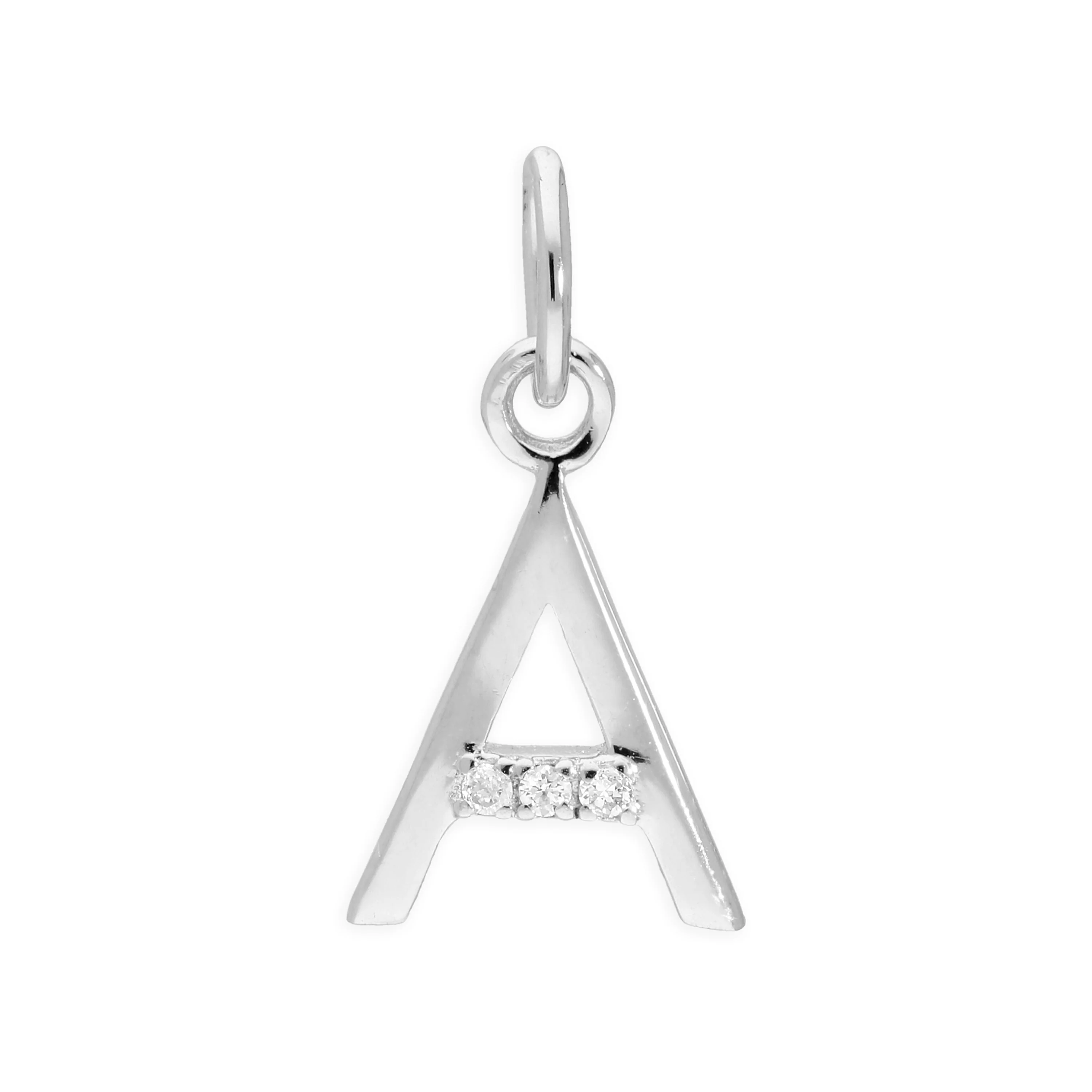 Sterling Silver & Triple 1.2pt Diamond Alphabet Letter Pendant A - Z - Image 5