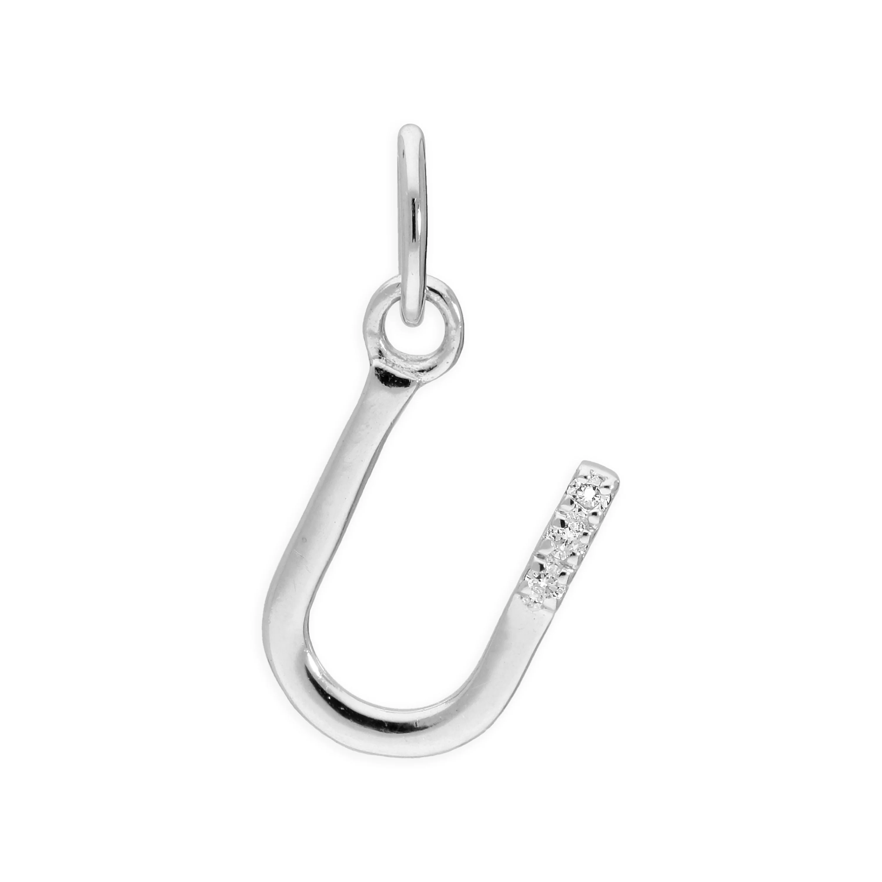 Sterling Silver & Triple 1.2pt Diamond Alphabet Letter Pendant A - Z - Image 6