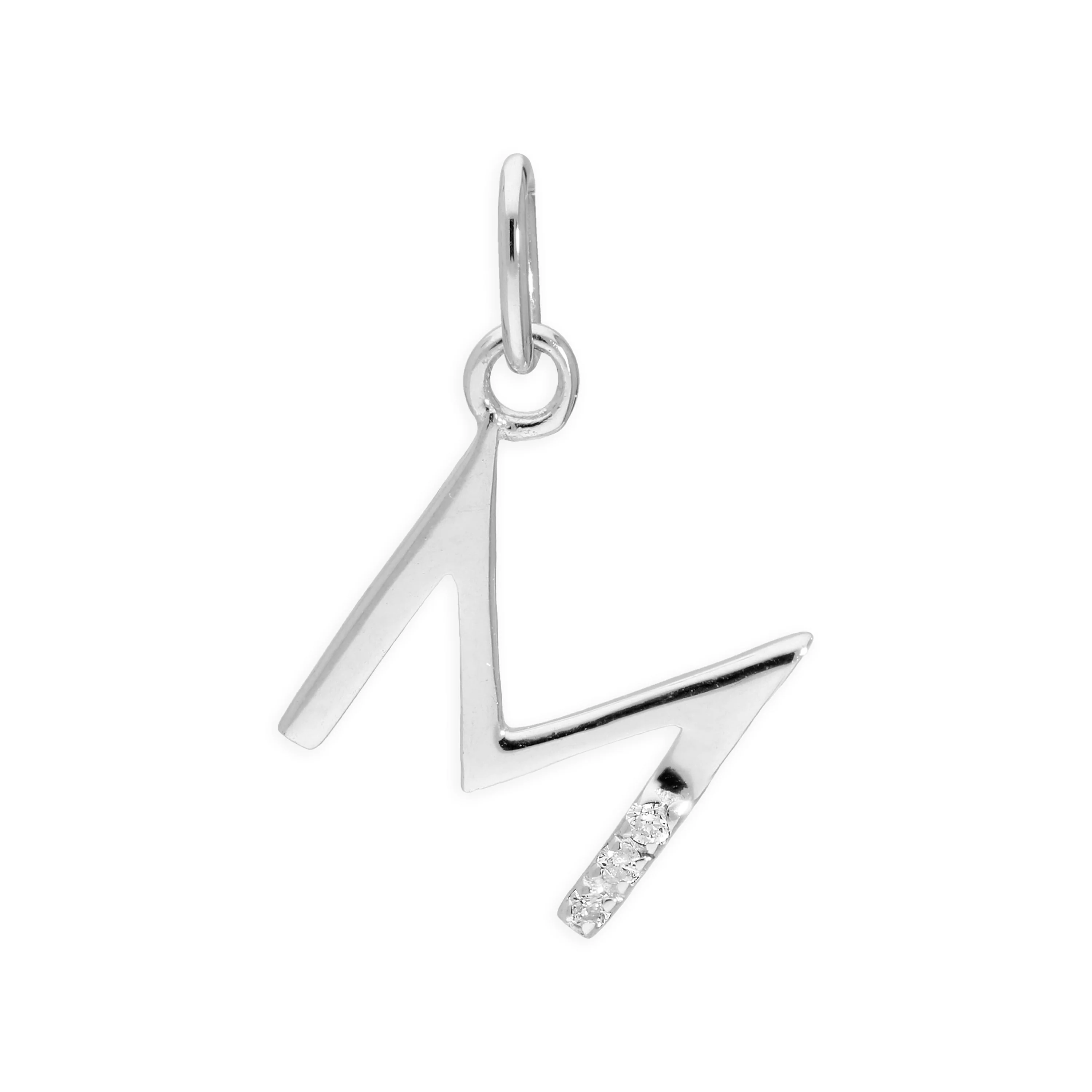 Sterling Silver & Triple 1.2pt Diamond Alphabet Letter Pendant A - Z - Image 7