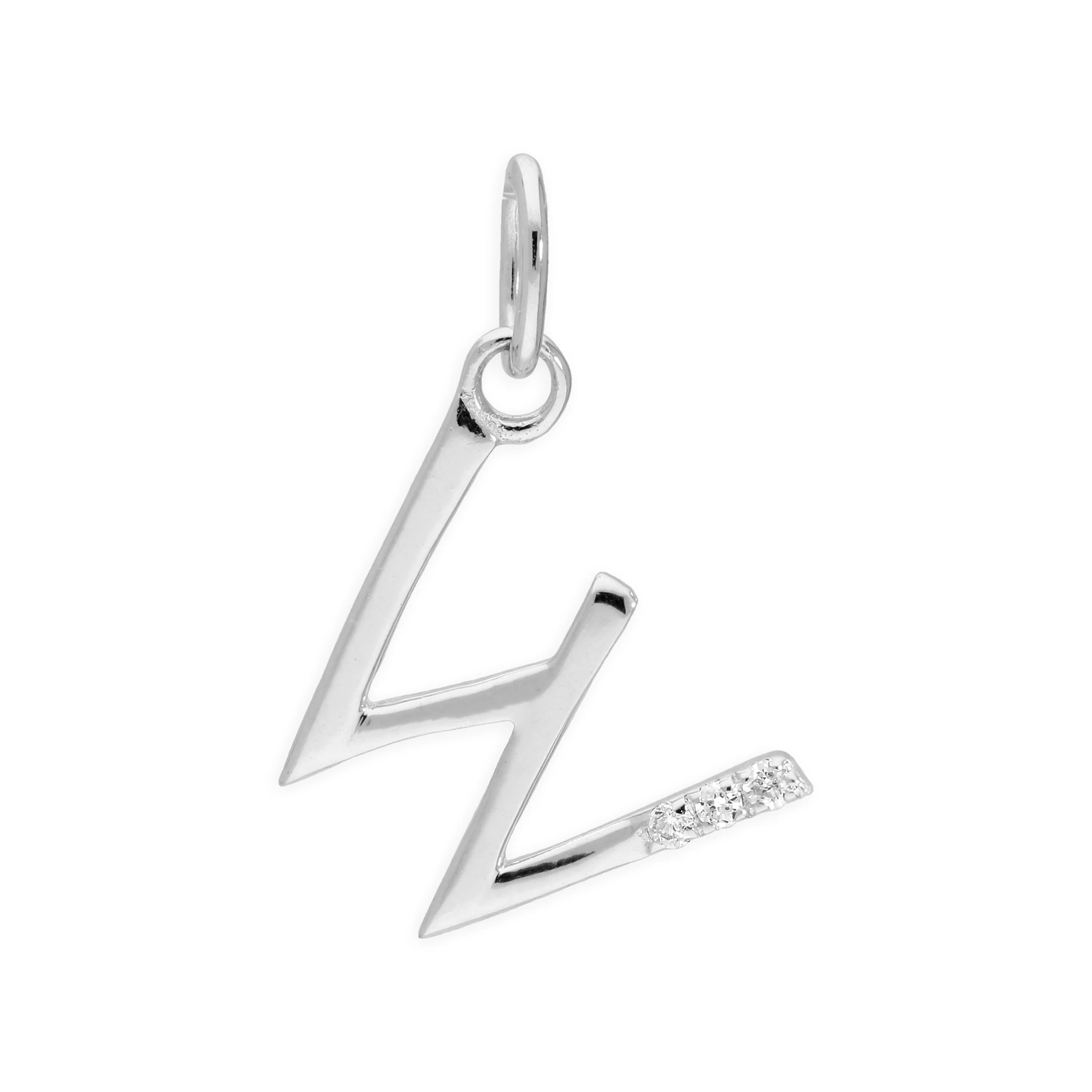 Sterling Silver & Triple 1.2pt Diamond Alphabet Letter Pendant A - Z - Image 8
