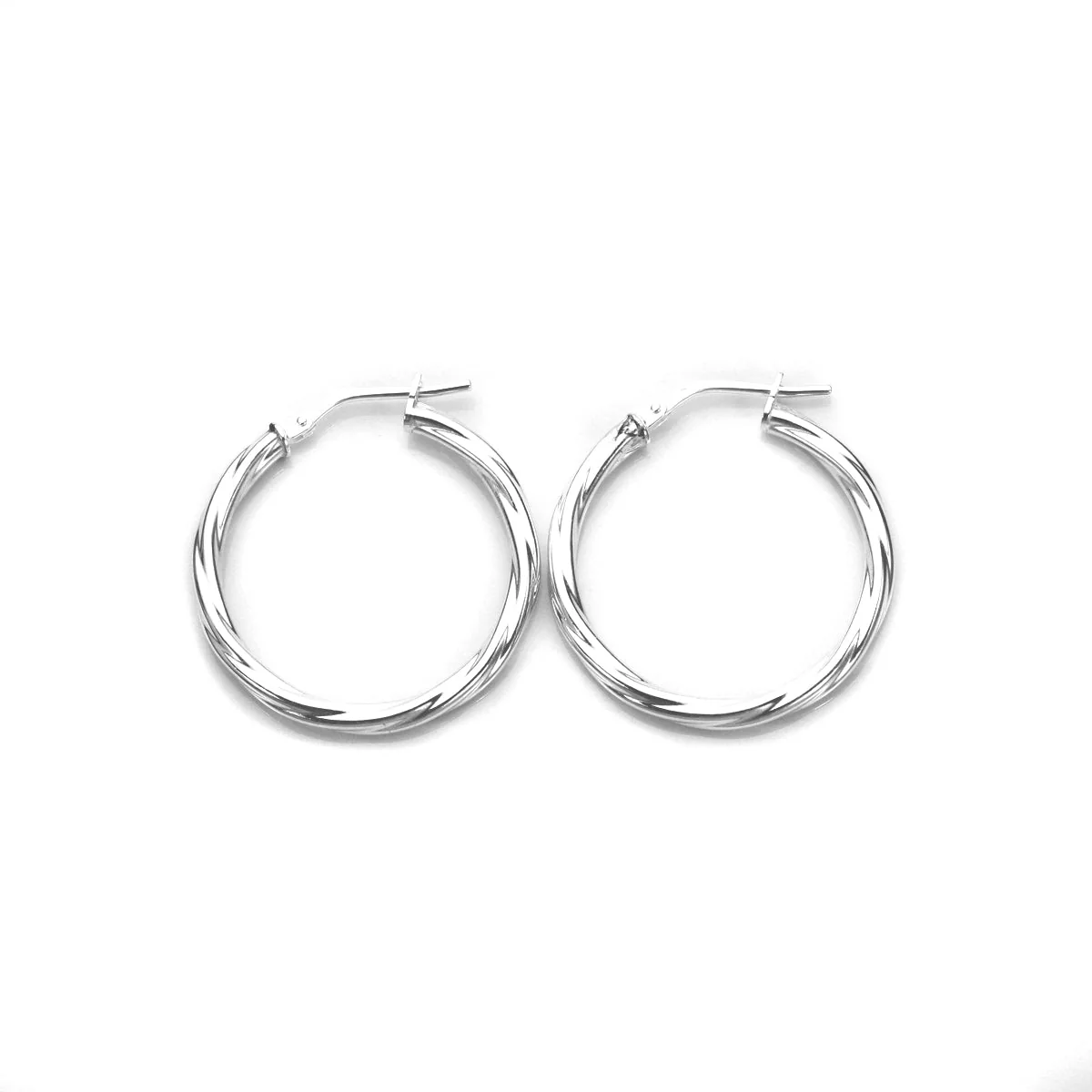 Sterling Silver Twisted 2.5mm Tube Creole Earrings - Image 7