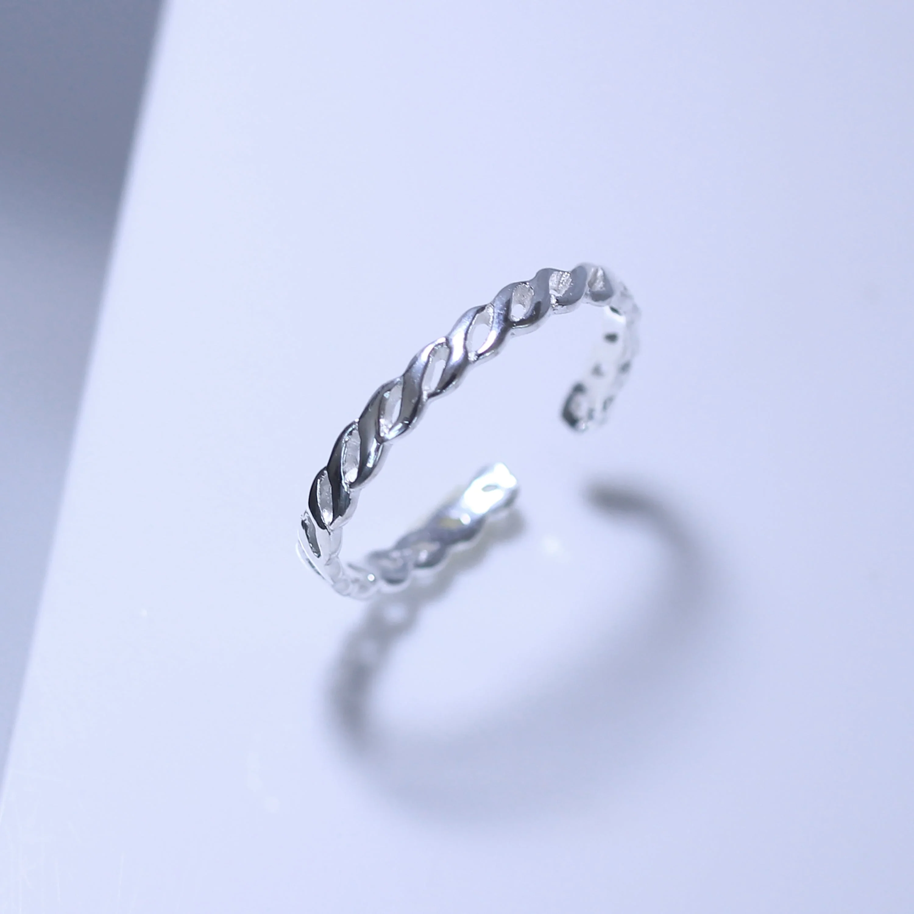 Sterling Silver Twisted Adjustable Open Ring - Image 2