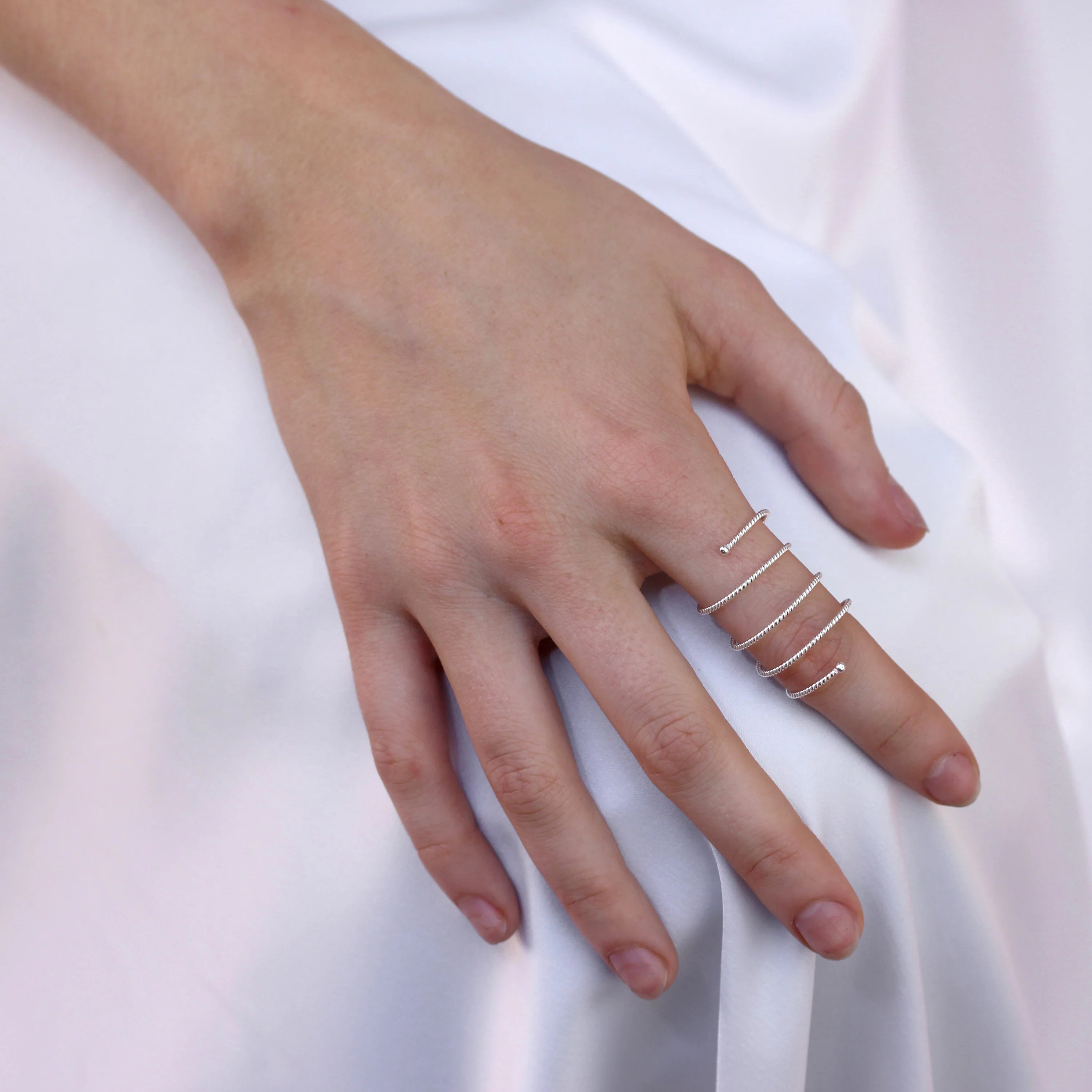 Sterling Silver Twisted Spiral Open Ring - Image 2