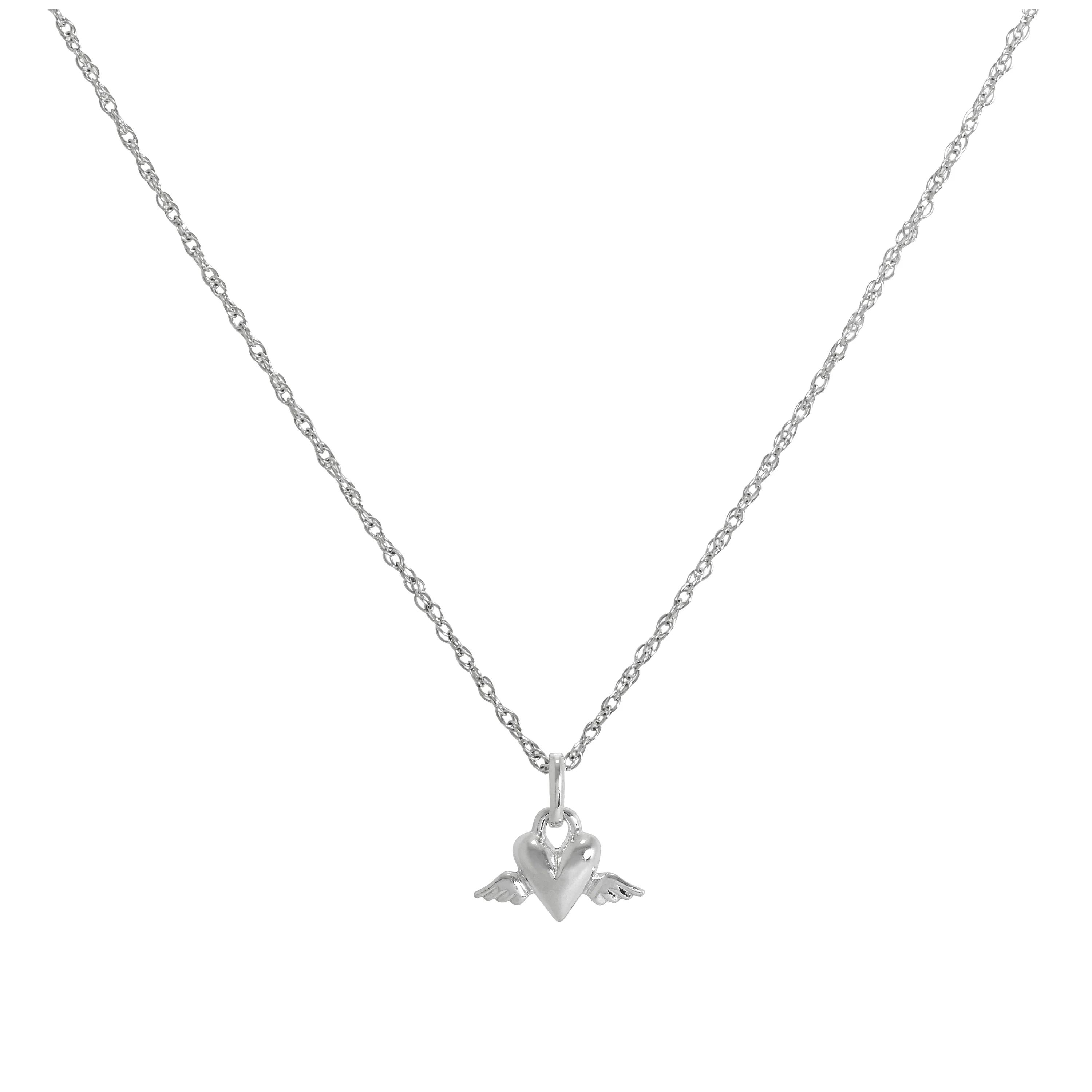 Sterling Silver Winged Heart Pendant Necklace 14 - 22 Inches