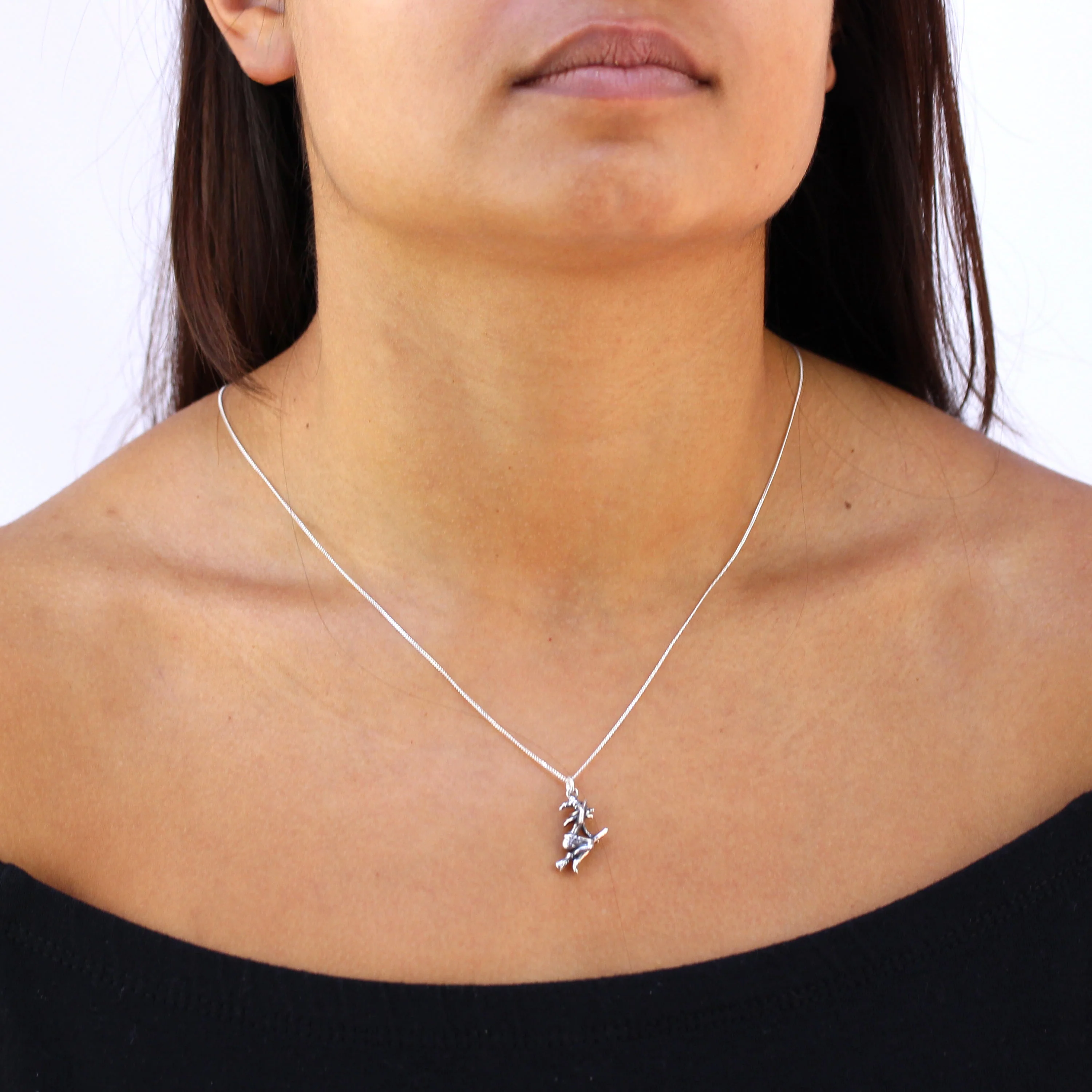 Sterling Silver Witch On Broomstick Necklace - Image 2