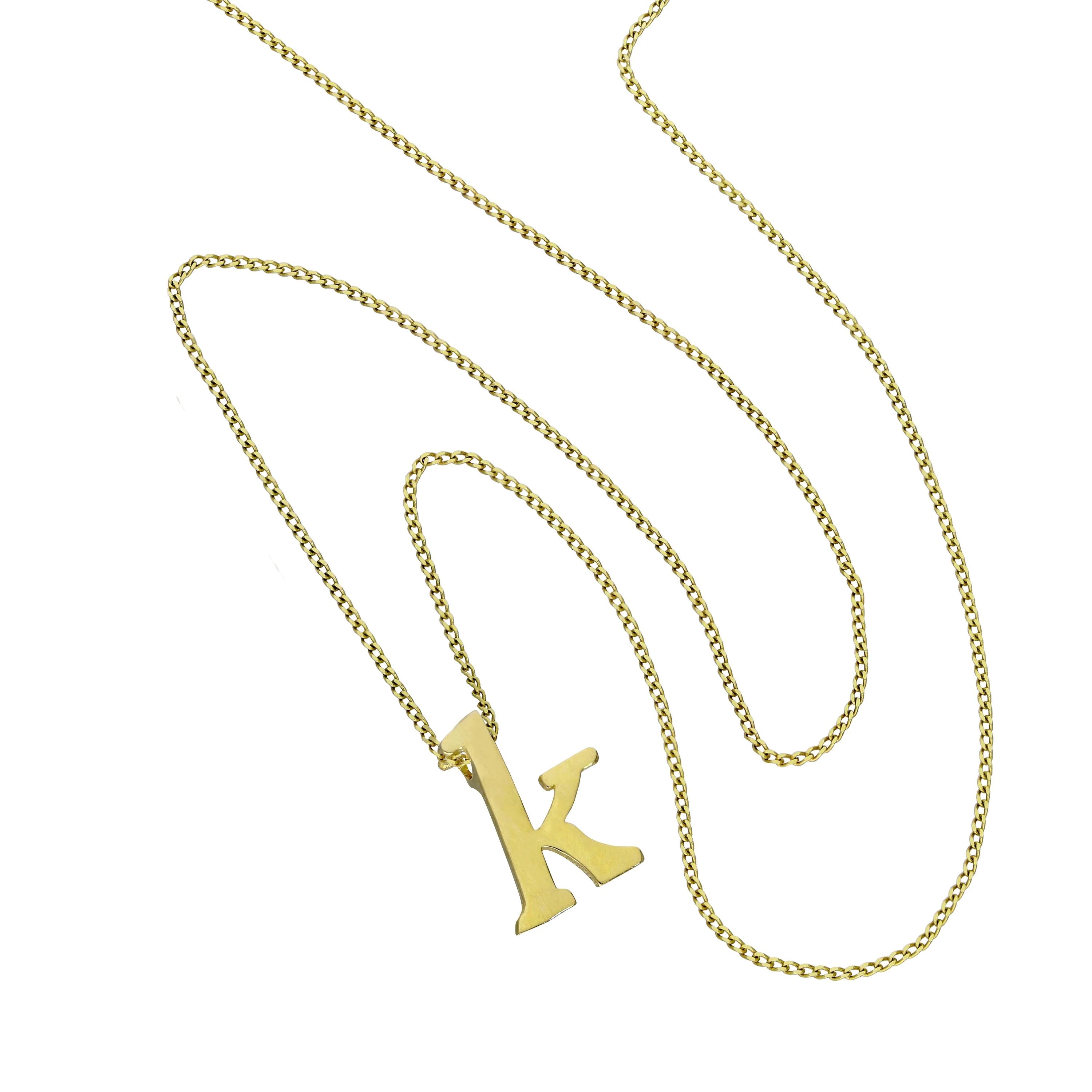 Tiny 9ct Gold Alphabet Letter K Pendant Necklace 16 - 20 Inches - Image 2