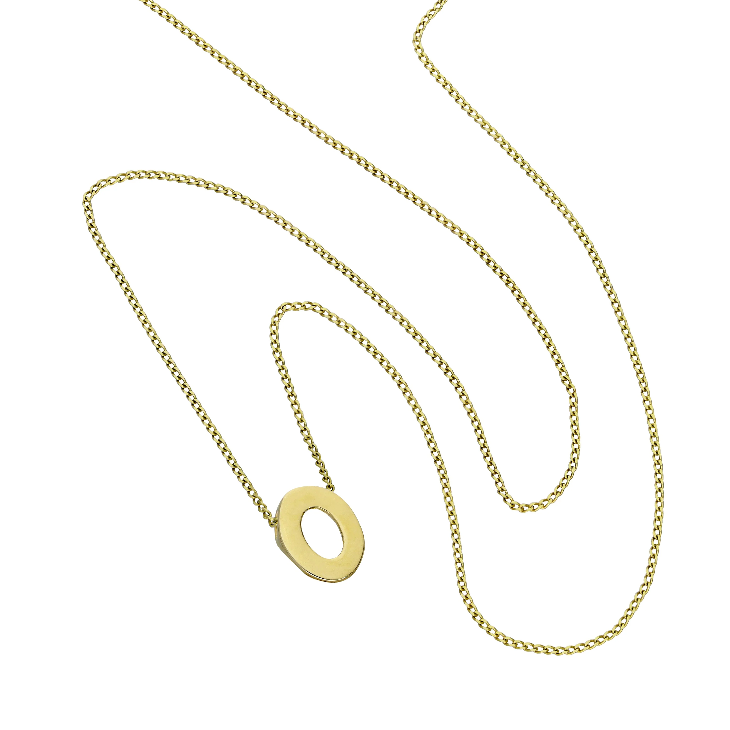 Tiny 9ct Gold Alphabet Letter O Pendant Necklace 16 - 20 Inches - Image 2
