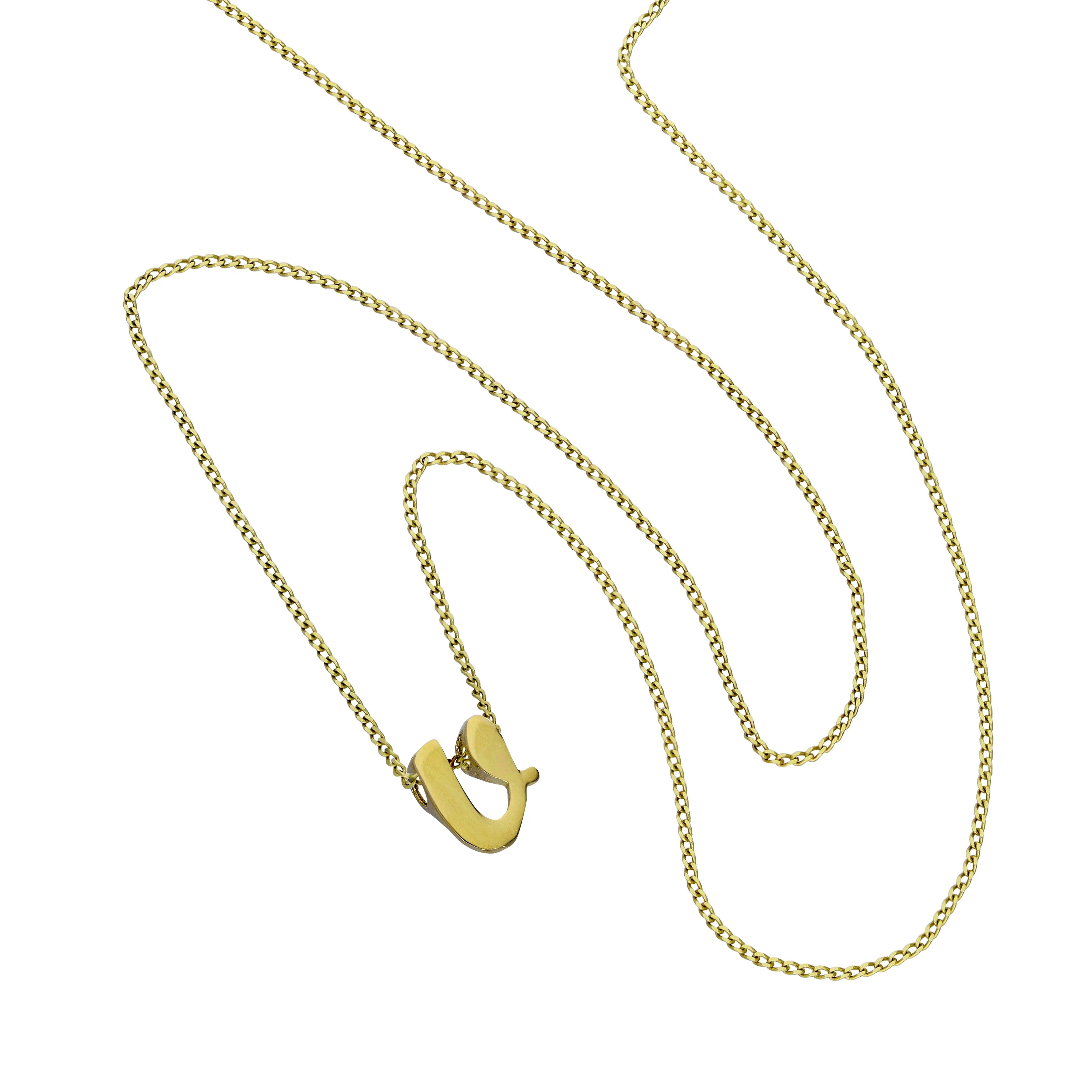 Tiny 9ct Gold Alphabet Letter V Pendant Necklace 16 - 20 Inches - Image 2