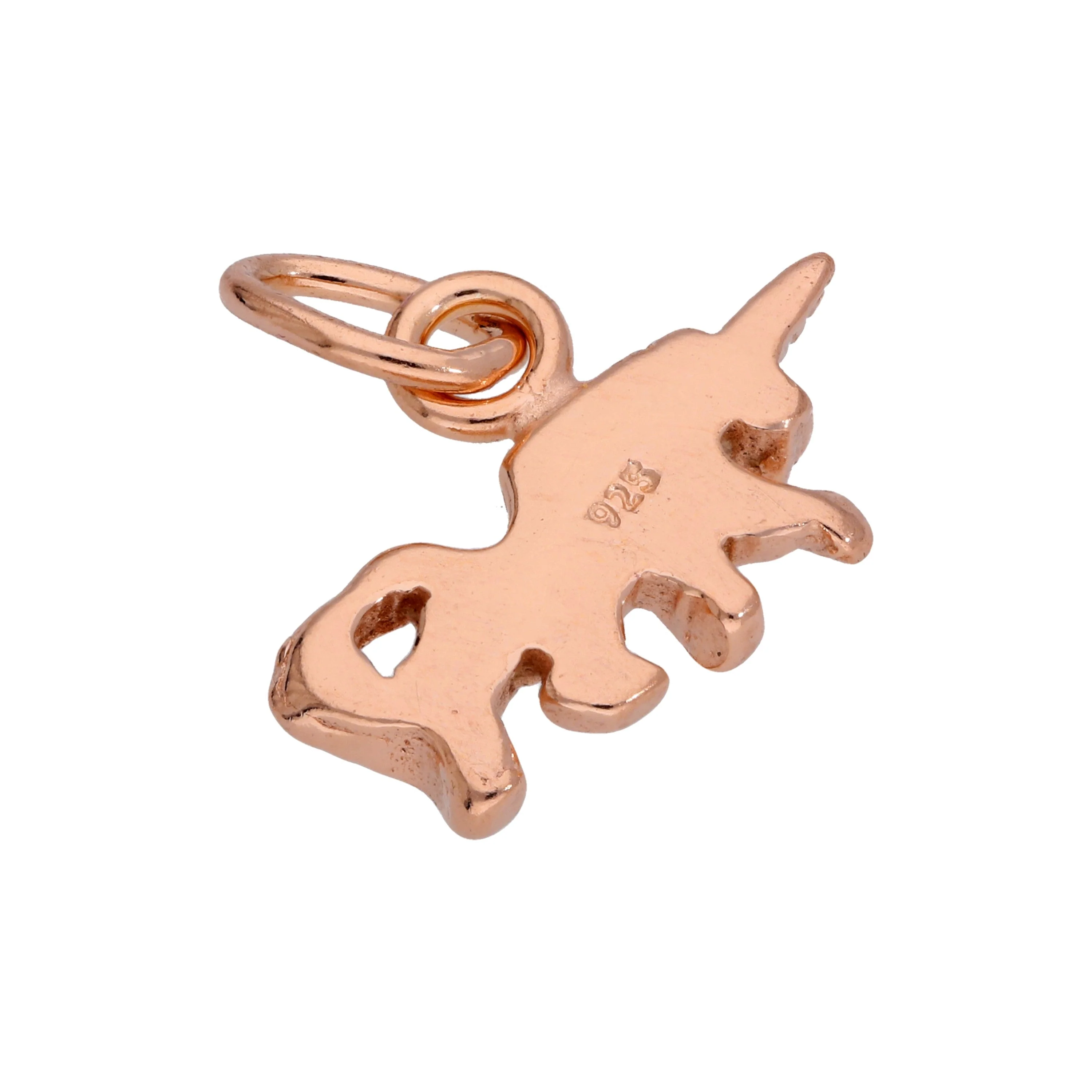 Tiny Rose Gold Plated Sterling Silver Unicorn Charm - Image 3