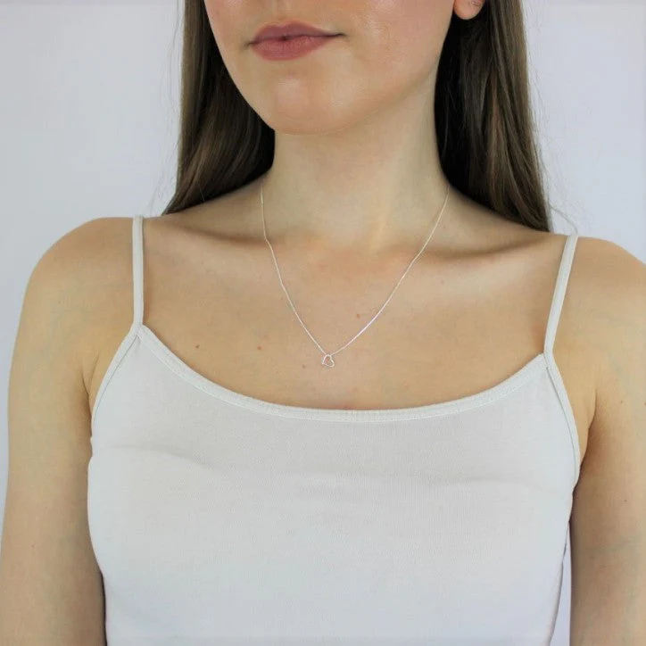 Tiny Sterling Silver 7mm Open Heart Pendant - Image 2