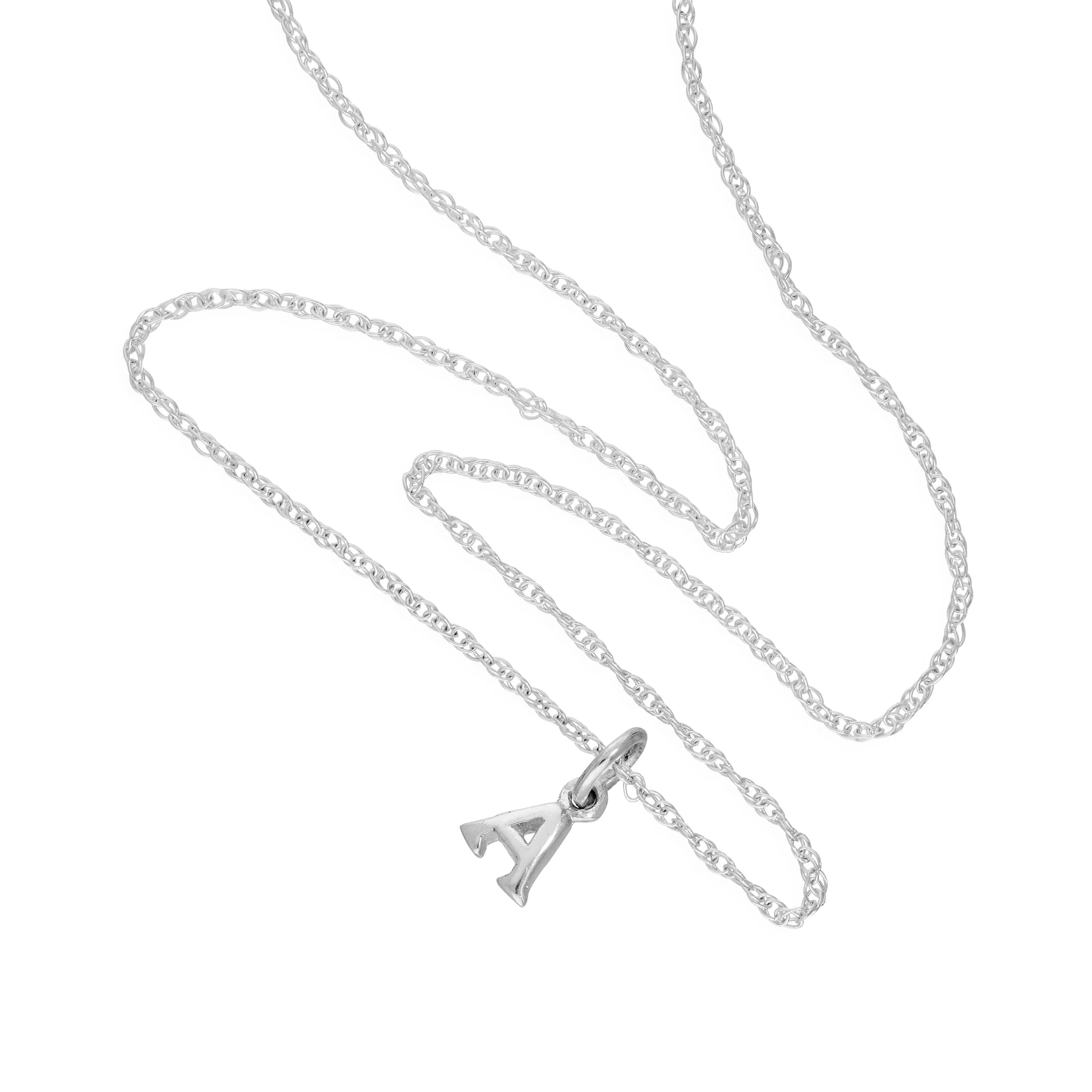 Tiny Sterling Silver Alphabet Letter A Pendant Necklace 14 - 22 Inches - Image 2