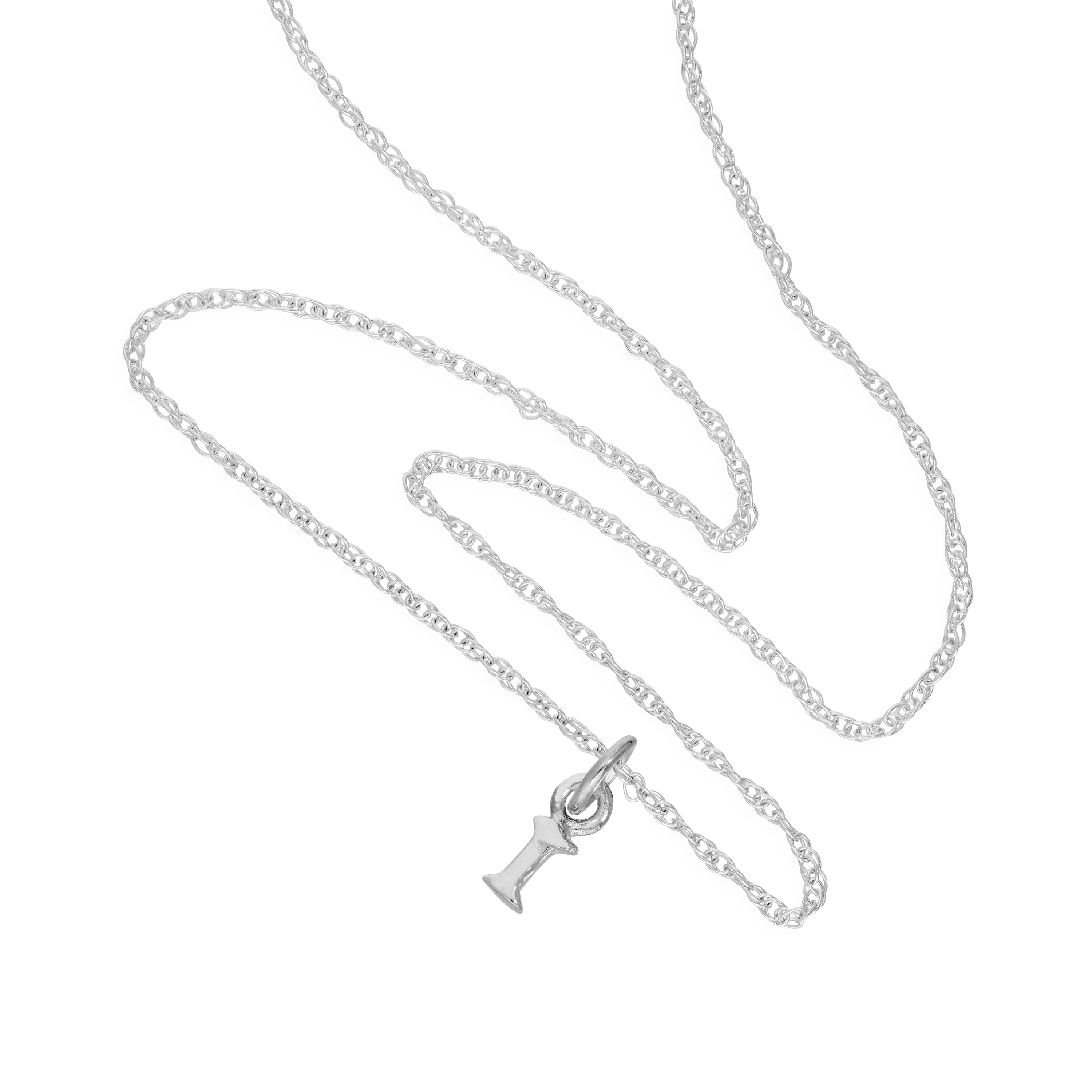 Tiny Sterling Silver Alphabet Letter I Pendant Necklace 14 - 22 Inches - Image 2