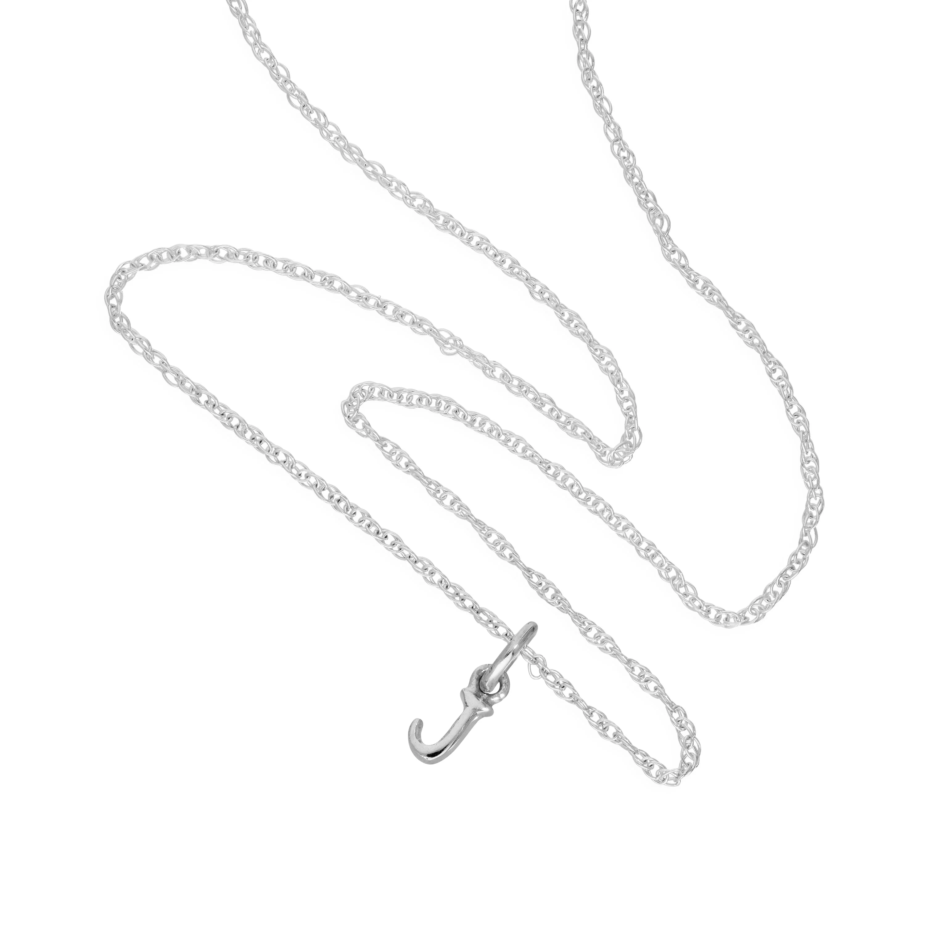 Tiny Sterling Silver Alphabet Letter J Pendant Necklace 14 - 22 Inches - Image 2