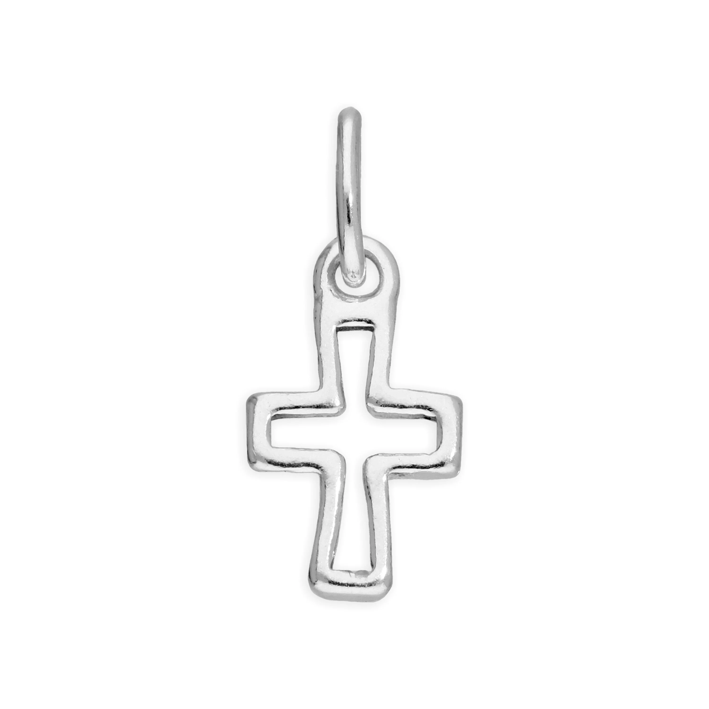 Tiny Sterling Silver Cross Outline Charm - Image 2