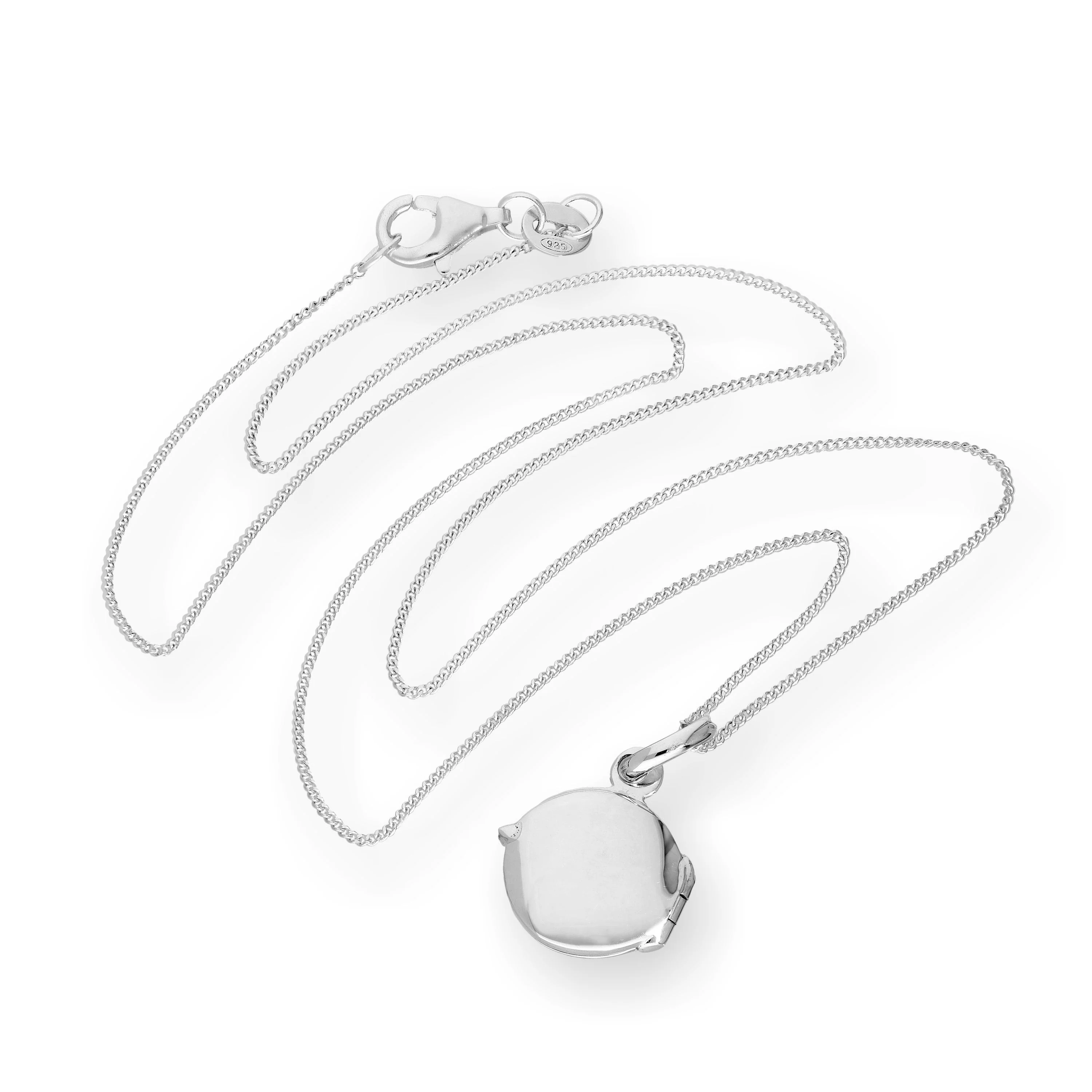 Tiny Sterling Silver Engravable Round Locket on Chain 16 - 22 Inches - Image 3