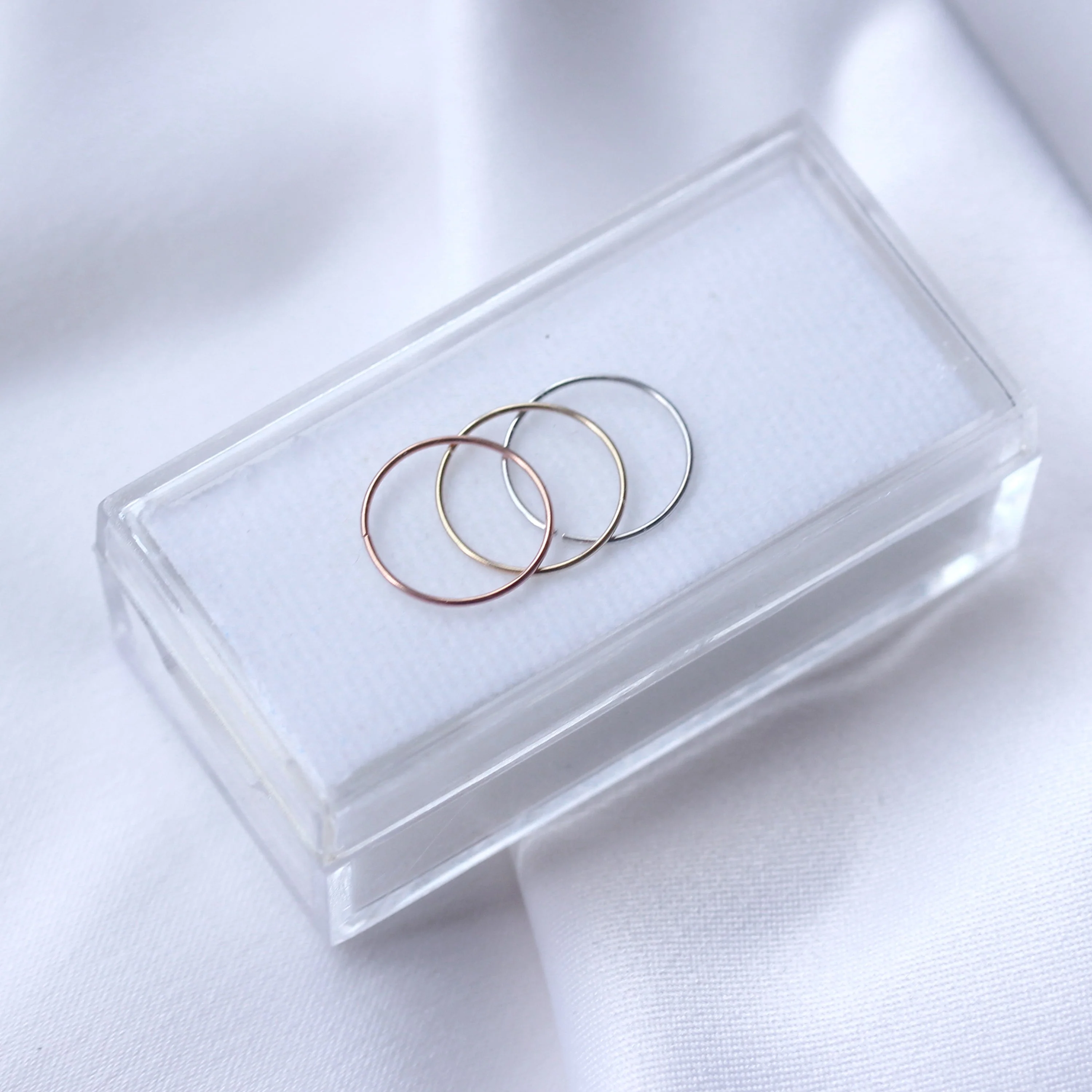 Triple Mixed 9ct Yellow Rose White Gold 10mm Nose Rings Set - Image 2