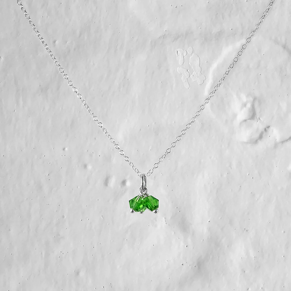 Triple Sterling Silver Green CZ Bead Necklace 14 - 22 Inches - Image 2